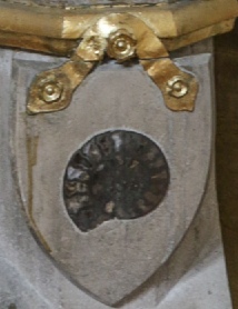 Ammonite on the statue of St Hilda of Whitby in St Marie's St Joseph Chapel