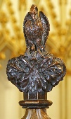 Pelican on one of the choir stalls in St Marie's Cathedral's Sanctuary