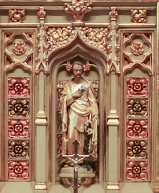 Statue of St Joseph on the reredos of the Altar in St Marie's St Joseph Chapel