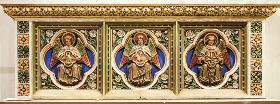 Angels on the reredos of the Altar in St Marie's Blessed Sacrament Chapel