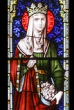 Closeup of Elizabeth of Hungary from North Transept window of St Marie's Cathedral