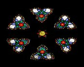 Roses in the South Transept window of St Marie's