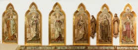 Tiling showing virgin saints in St Marie's St Joseph Chapel
