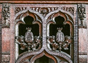 Pomegranates carved onto the woodwork of the organ in St Marie's Cathedral's Sanctuary